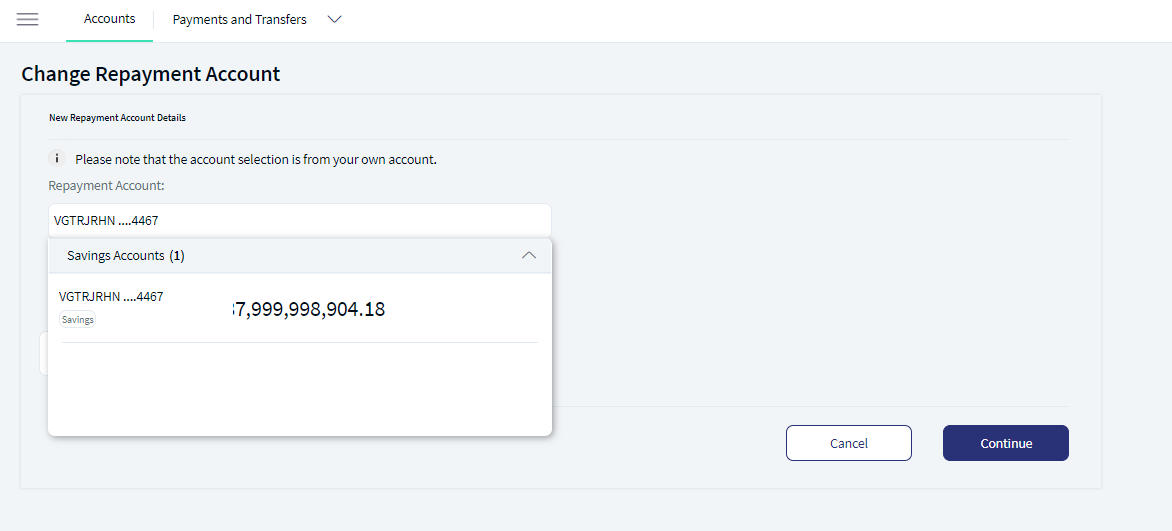 Repayment Account Details